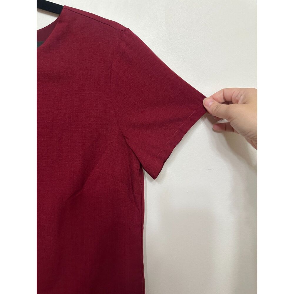 Lulus Burgundy Wine Shift Dress Small Short Sleeve Mini Cocktail Holiday Wedding - Picture 7 of 8